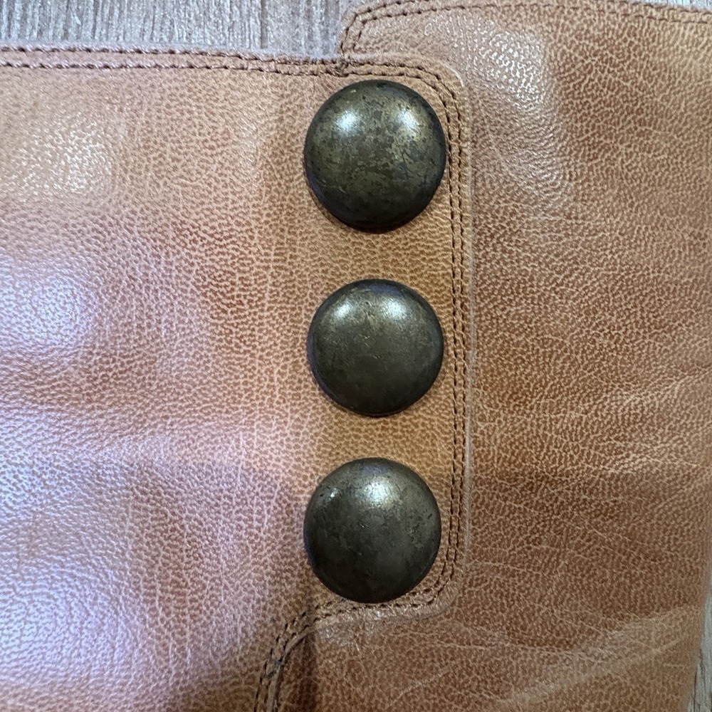 TOPSHOP SIZE 7.5 TAN LEATHER KNEE HIGH CUBAN HEEL BOOTS Made in Spain - Picture 11 of 11